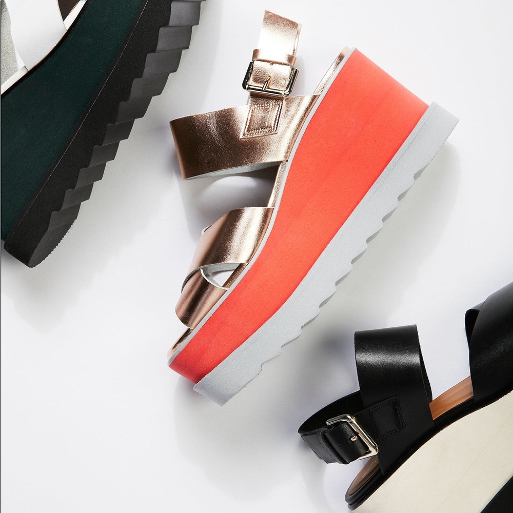 Free People Gold Metallic Kate Wedge Sandal